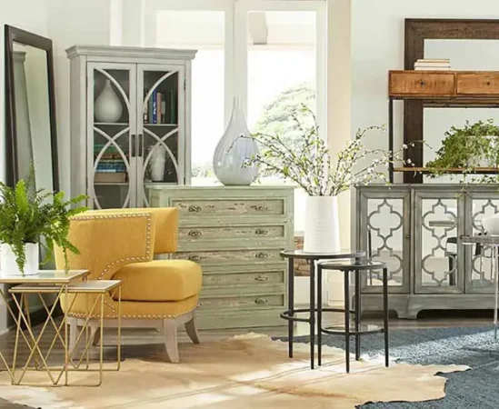 Modern living room with elegant furniture and decor.