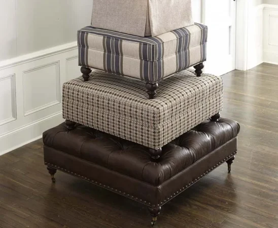 Stacked ottomans with various patterns