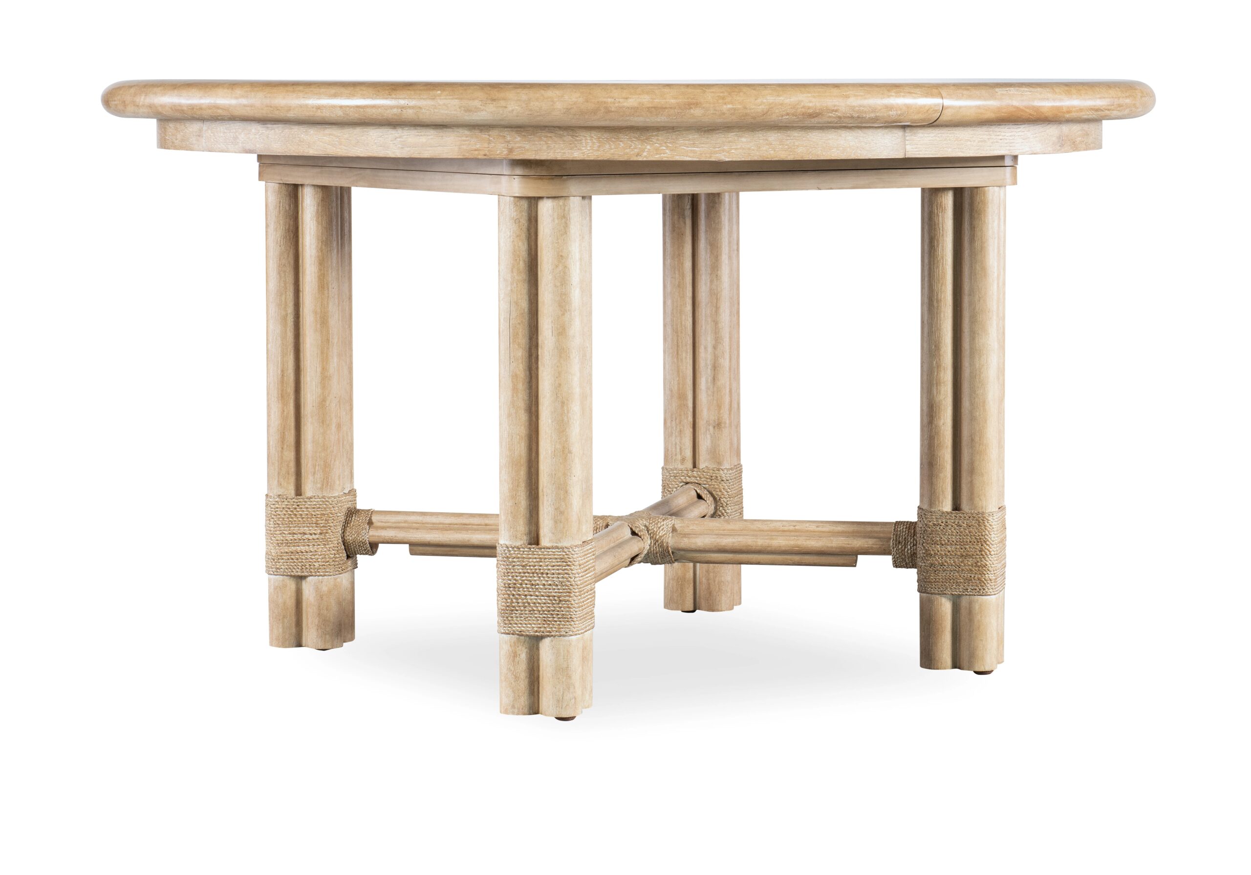 f38d05d5d573e345c2ebfeb61f053816 Retreat Pole Rattan Round Dining Table with 1-20in Leaf - Image 1
